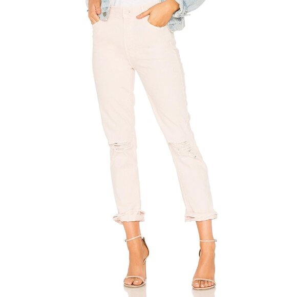 MOTHER The High Waisted Rascal Ankle Soft Pink Slim Straight Leg Jeans, Size 30 - Picture 2 of 16